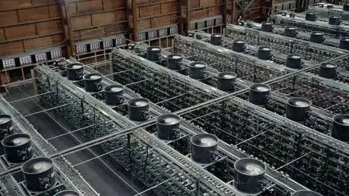 A large mining farm showcasing numerous Kaspa miners generating significant revenue