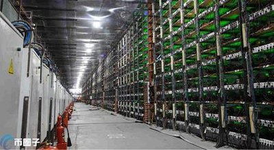 A panoramic view of a modern mining farm with Dutch mining machines, highlighting efficiency and scale
